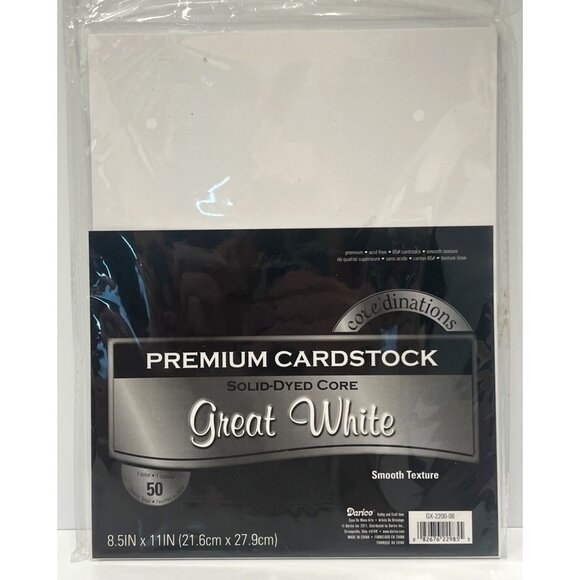 Darcie Premium Cardstock Solid-Dyed Core Great White 36 Sheets GX-2200-06 - Picture 1 of 1